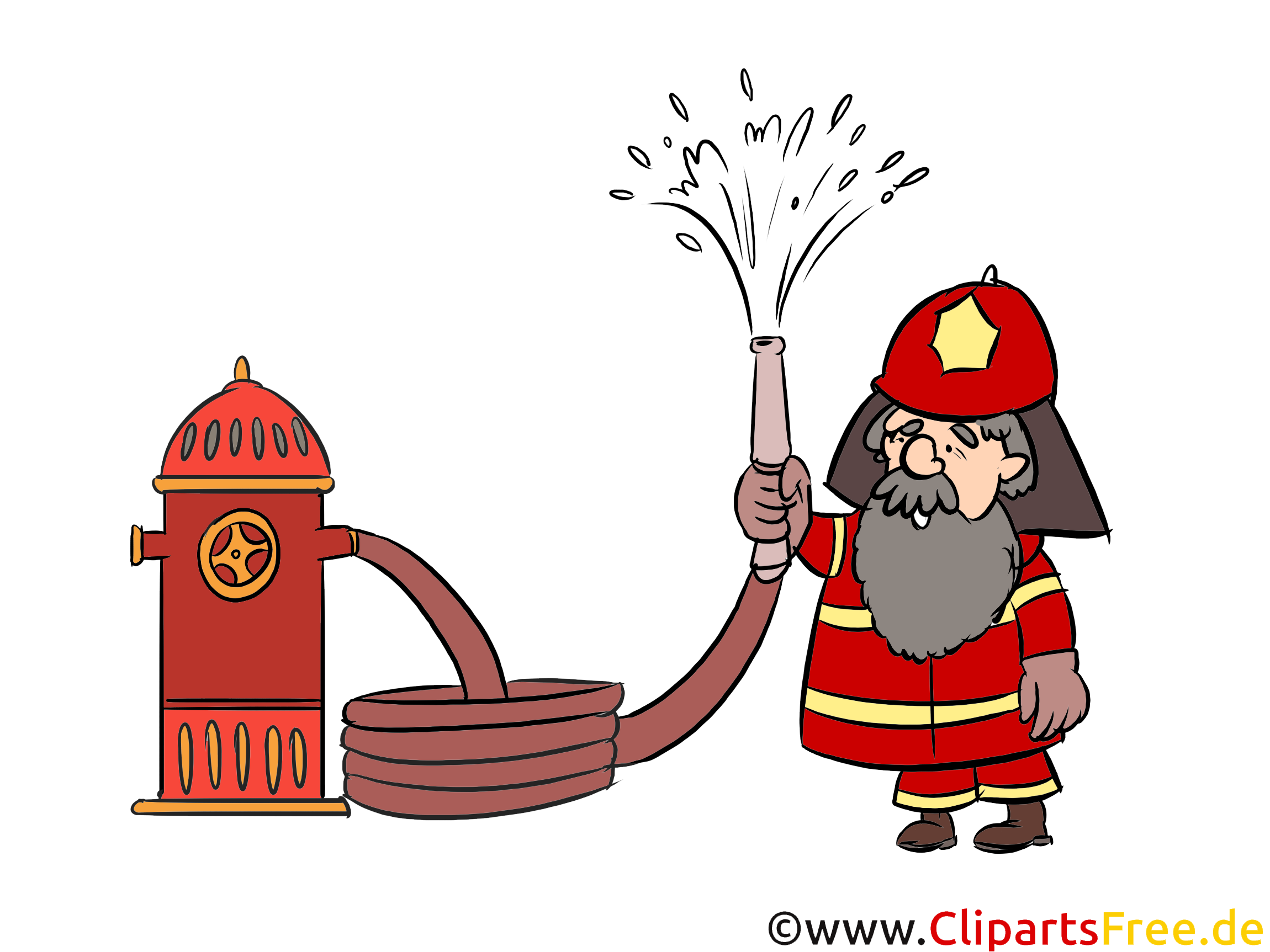 Feuerwehr Wasserspritze Wasserhahn Illustration Comic Cartoon