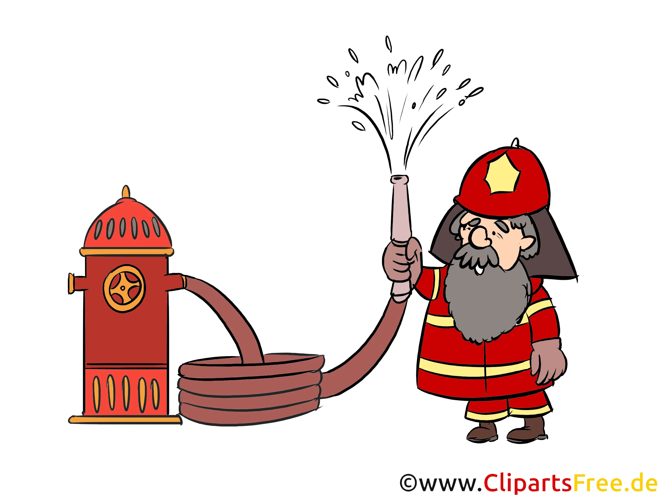 Feuerwehr Wasserspritze, Wasserhahn, Illustration, Comic, Cartoon, Bild
