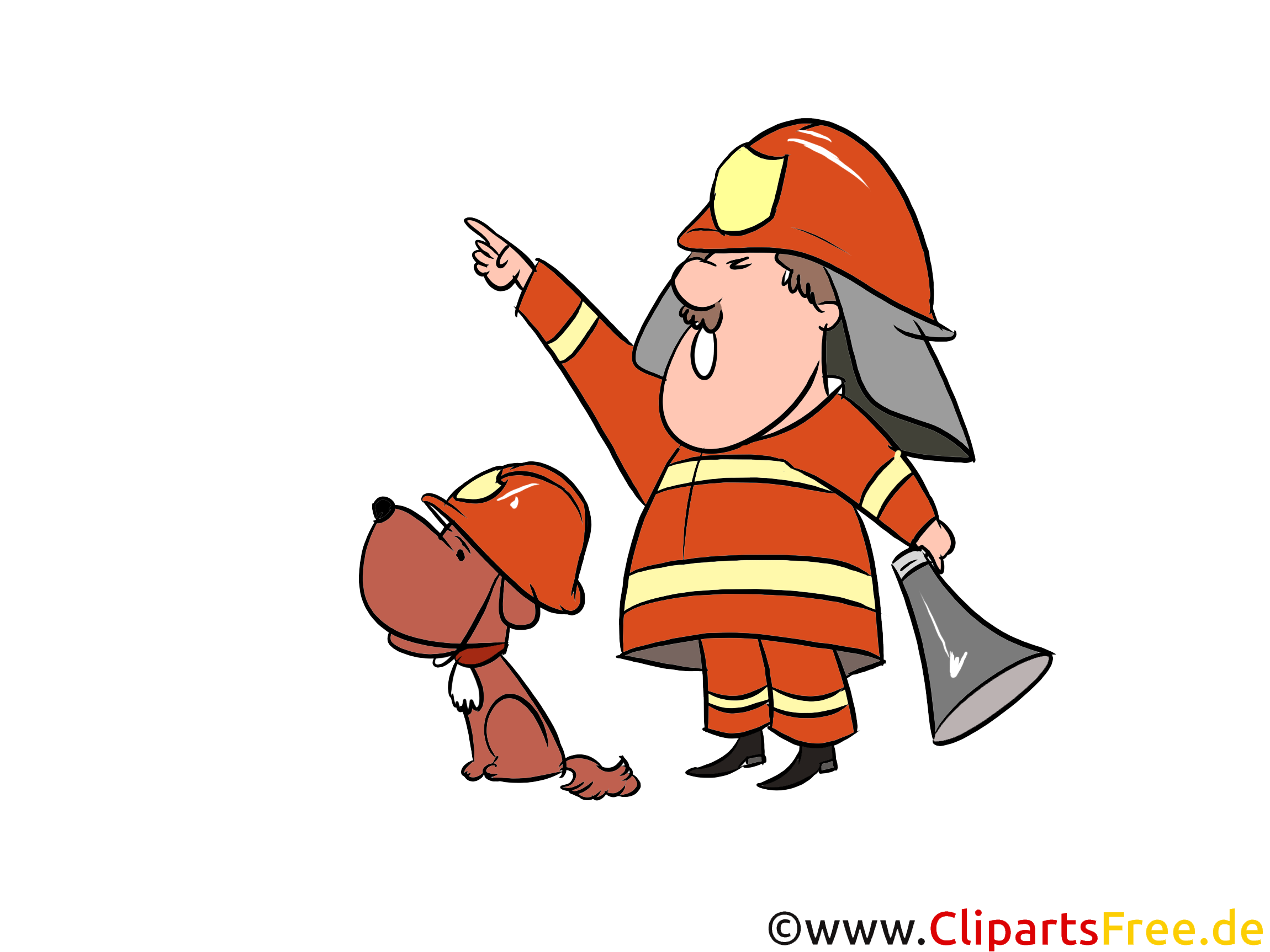 消防士犬と消防士イラスト 画像 無料クリップアート