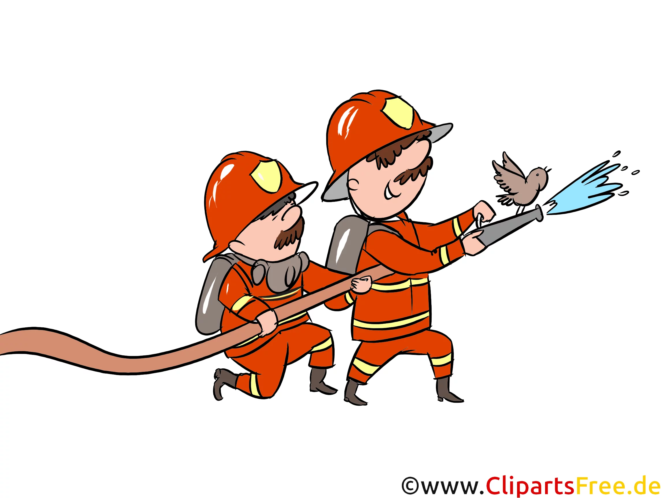 Feuerwehrmänner löschen Feuer Illustration, Bild, Grafik, Comic