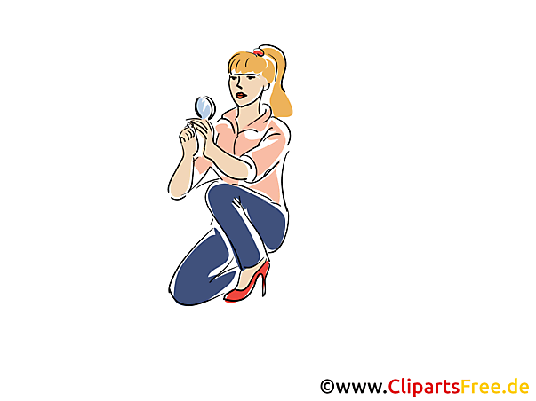Frau mit Lupe Clipart, Bild, Buchillustration, Grafik, Cartoon, Comic Frau mit Lupe Clipart, Bild, Buchillustration, Grafik, Cartoon, Comic