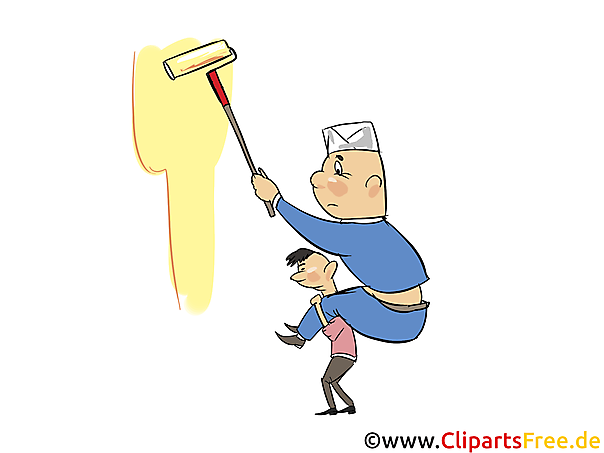 Maler bei der Arbeit Clipart, Comic, Bild, Illustration