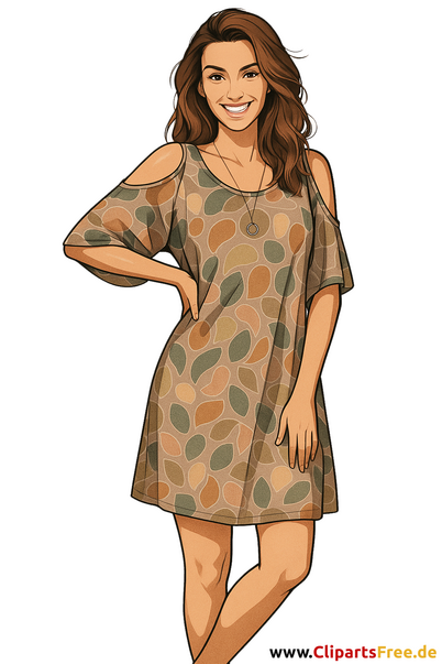 Clipart Frau im modischen Kleid