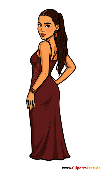 Elegante Frau im burgunderfarbenen Kleid Bild