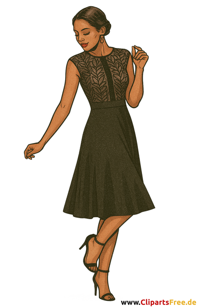 Elegante Frau im schwarzen Abendkleid Illustration