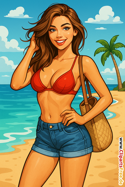 Schöne Frau am Strand Illustration