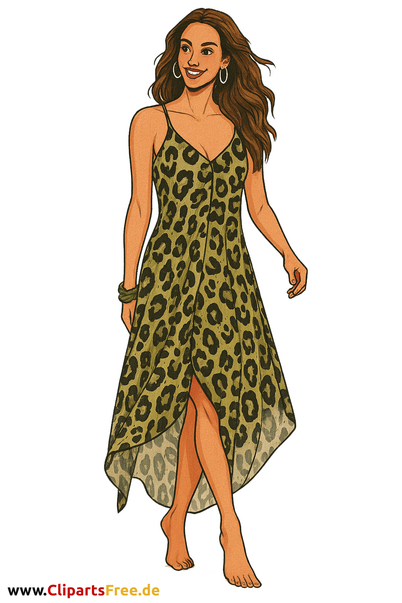 Selbstbewusste Frau im Leopardenkleid Illustration