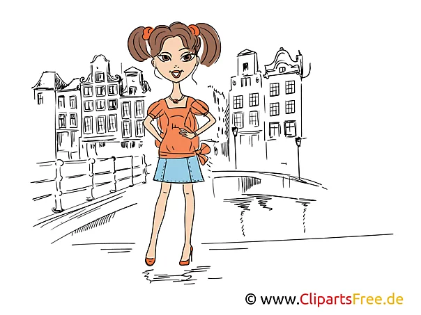 Young beautiful girl wearing casual clothes, posing illustration, clip art