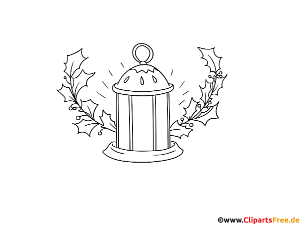 Alte Laterne Clipart schwarz-weiss für Unterricht