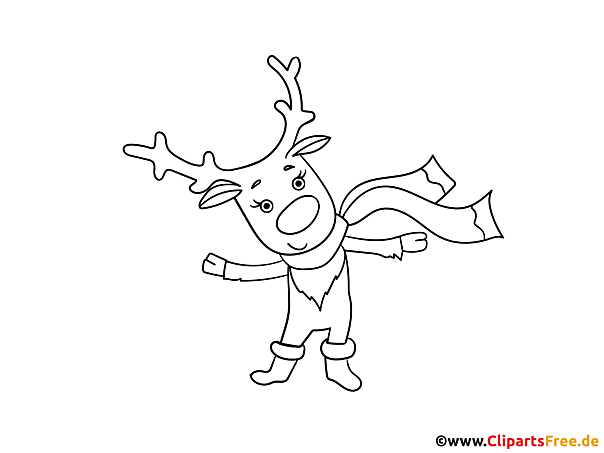 Ausmalbild Weihnachtshirsch