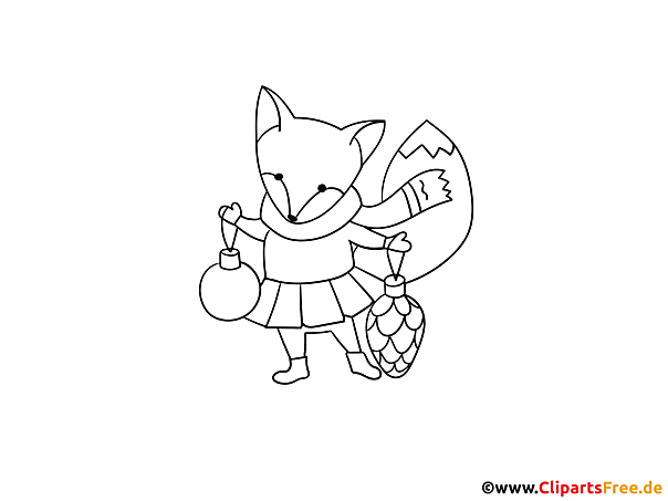 Fuchs Ausmalbild zu Weihnachten zum Drucken