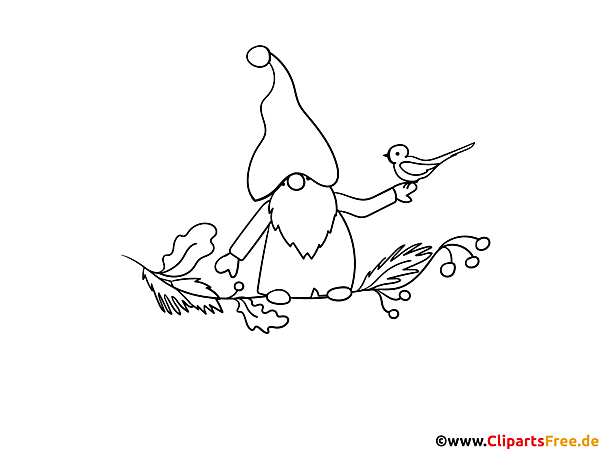 Gnom Bild zum Drucken und Ausmalen