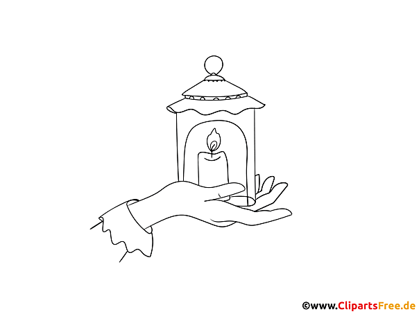 Hand mit Laterne Ausmalbild für Lehrer und Schüler