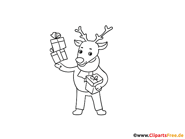Hirsch Ausmalbild zu Weihnachten zum Drucken