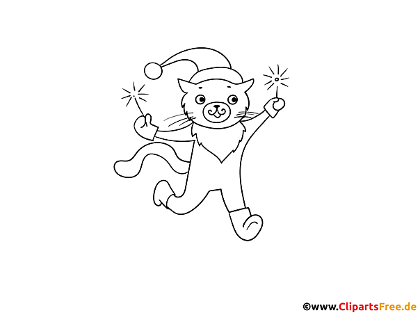 Página para colorir de gato para o Natal