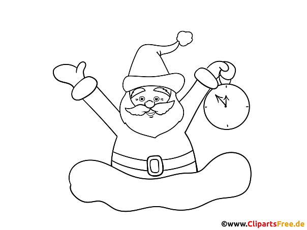 Malvorlage mit lustigem Weihnachtsmann