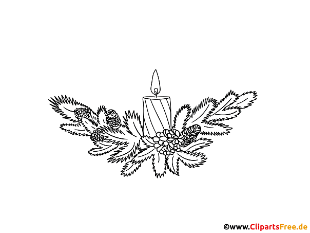 Malvorlage Weihnachtskranz mit Kerze zum ersten Advent