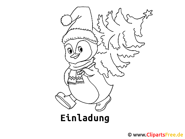 Ausmalen Fur Kinder Pinguin Mit Tannenbaum