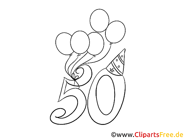 Ausmalbild Geburtstag 50
