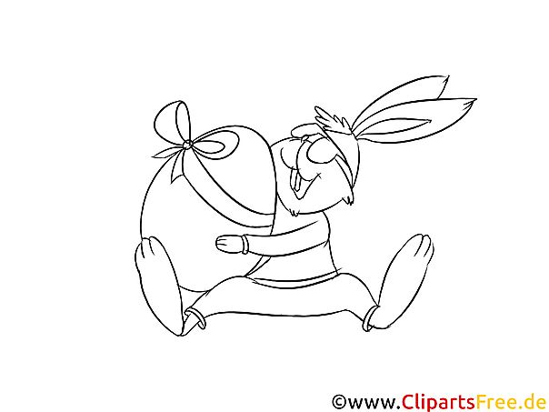 Ausmalbild Ostern, Osterhase, Osterei