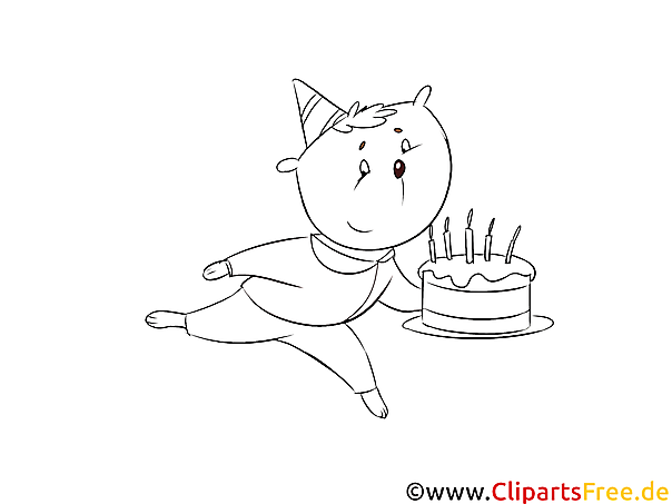 Cartoon-Malvorlage Geburtstag kostenlos