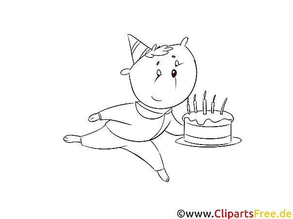 Cartoon-Malvorlage Geburtstag kostenlos