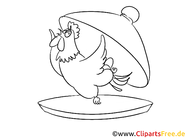 Huhn auf dem Teller im Restaurant Malvorlage