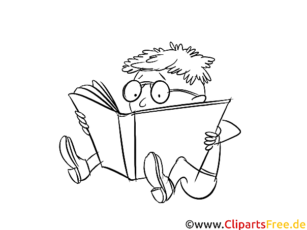Junge liesst ein Buch Ausmalbild