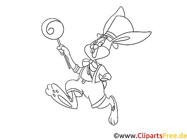 Kaninchen mit Lolly Malvorlage