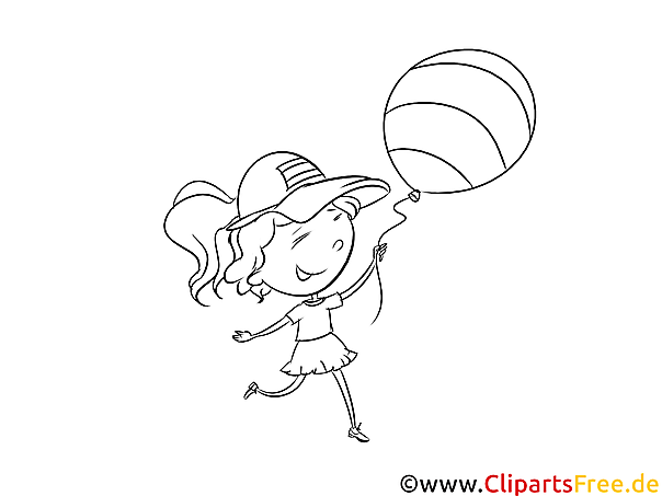 Mädchen mit Luftballon Malvorlage