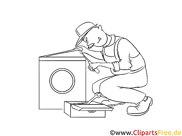 Malvorlage Waschmaschine raparieren