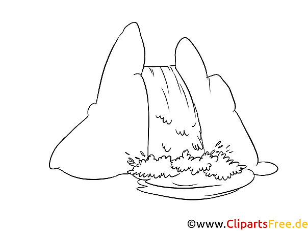 Quelle, Wasserfall Malvorlage