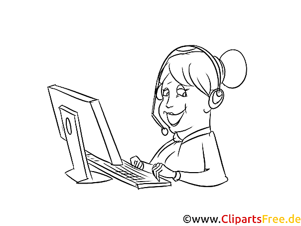 Telefonistin im Call-Center Malvorlage