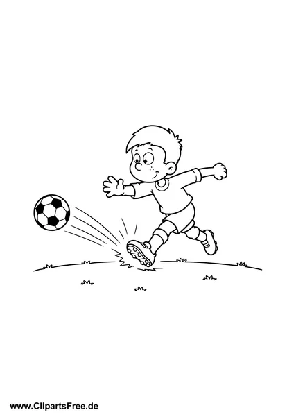 Fußballspieler schießt aufs Tor Ausmalbild