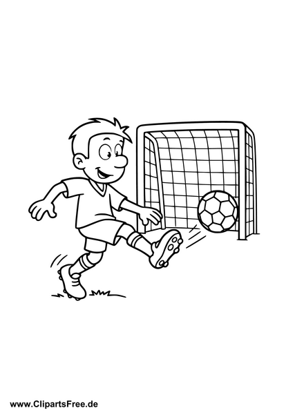 Fussballspieler schiesst den Ball aufs Tor Malbild