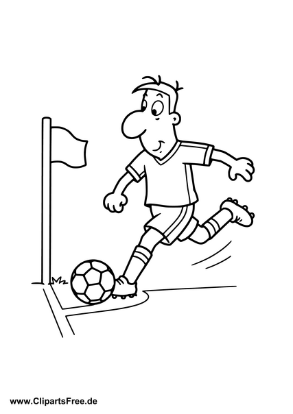 Fussballspieler schießt Eckball - Fussball Malvorlage