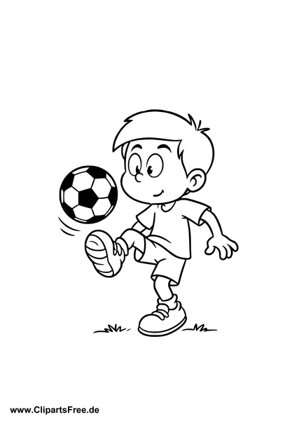Junge mit dem Ball  Ausmalbild zum Thema Fussball