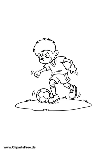 Junge spielt Fussball Malvorlage zum Drucken