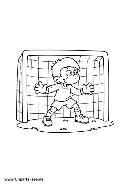 Kind als Torwart im Fußballtor Ausmalbild