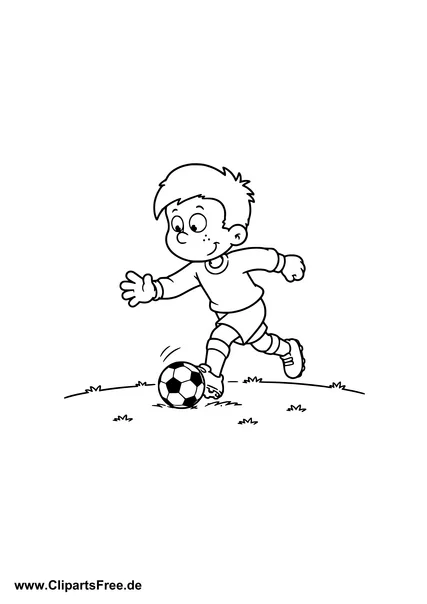 Kind dribbelt den Ball Ausmalbild