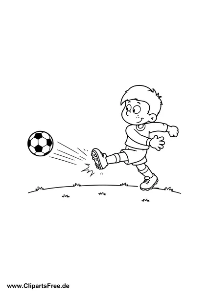 Kind schießt den Fußball Malvorlage