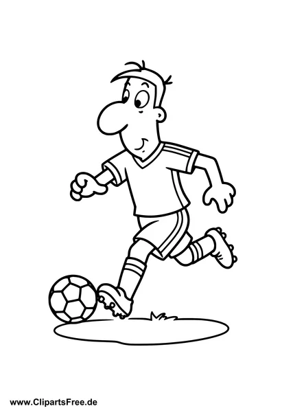 Stürmer mit dem Ball auf dem Feld - Fussball Malvorlage