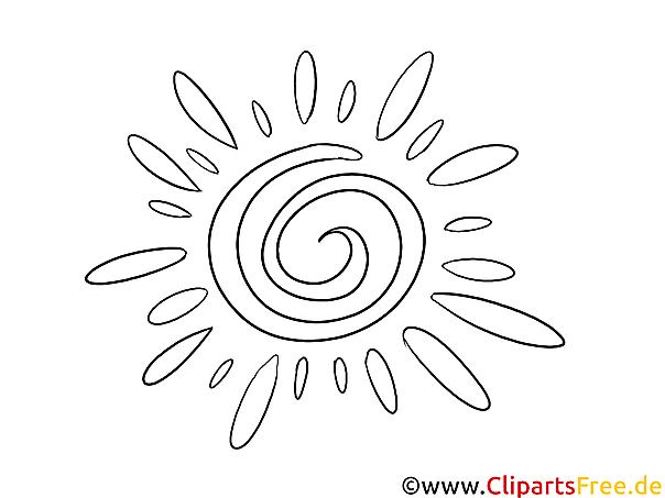 Bild zum Ausmalen mit Sonne