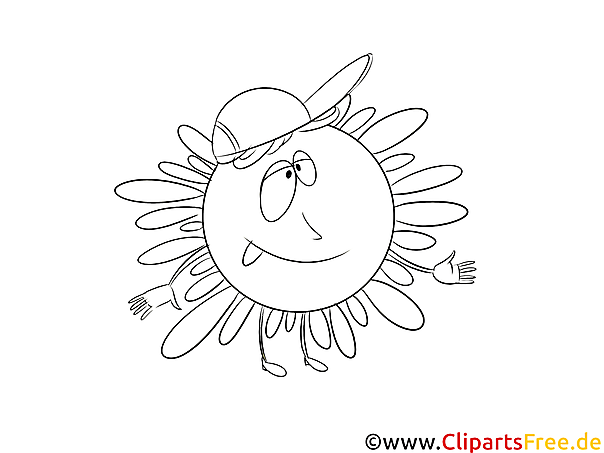 Cartoon Sonne Bild schwarz-weiss