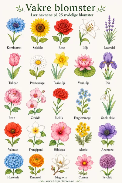25 Blumen mit Namen – Blumen auf Norwegisch lernen