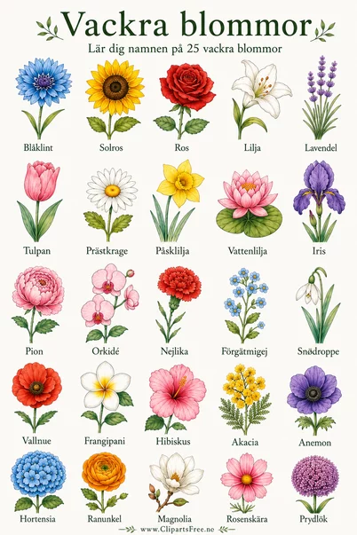 25 wunderschöne Blumen mit Namen – Blumen auf Schwedisch lernen