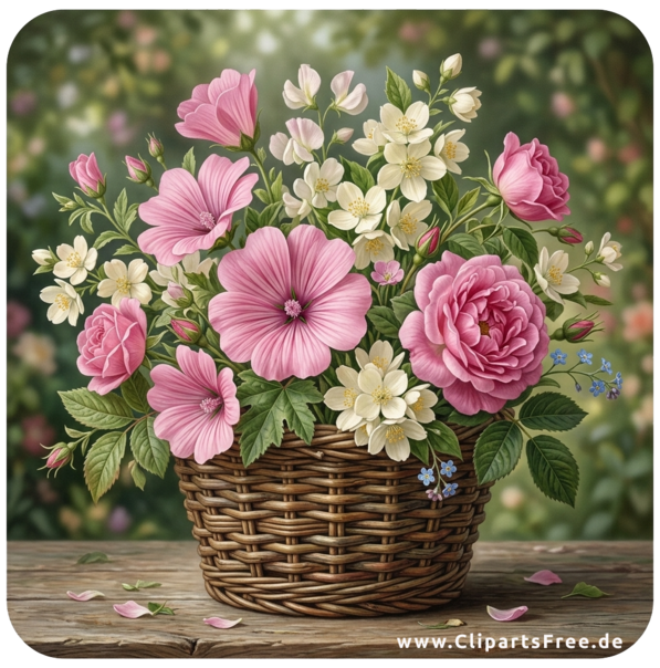 Blumenkorb mit rosa Rosen Bild