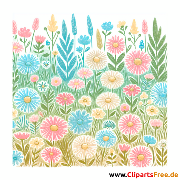Blumenwiese Clip Art - Bilder zum Herunterladen