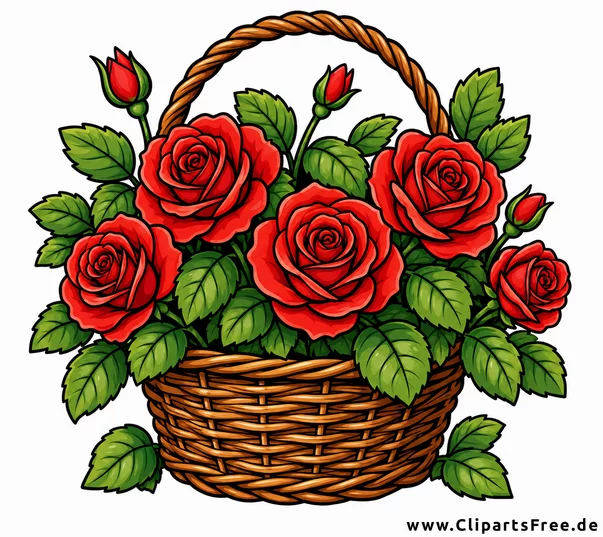 Korb mit Rosen - Clipart zum Thema Blumen