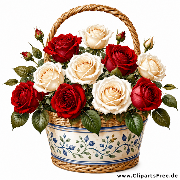 Schöne Rosen im Korb Clipart